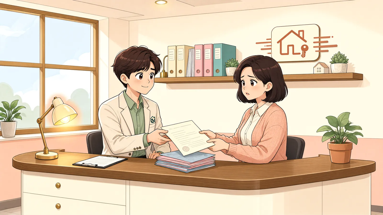 「퇴직연금채권, 절반만 지킬 수 있을까?」 상황을 그린 삽화