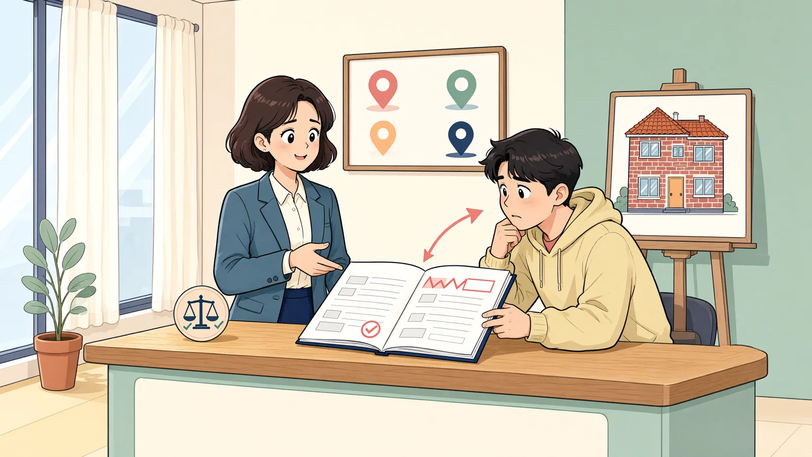 「호수는 틀렸어도, 주소의 뼈대가 맞다면」 상황을 그린 삽화