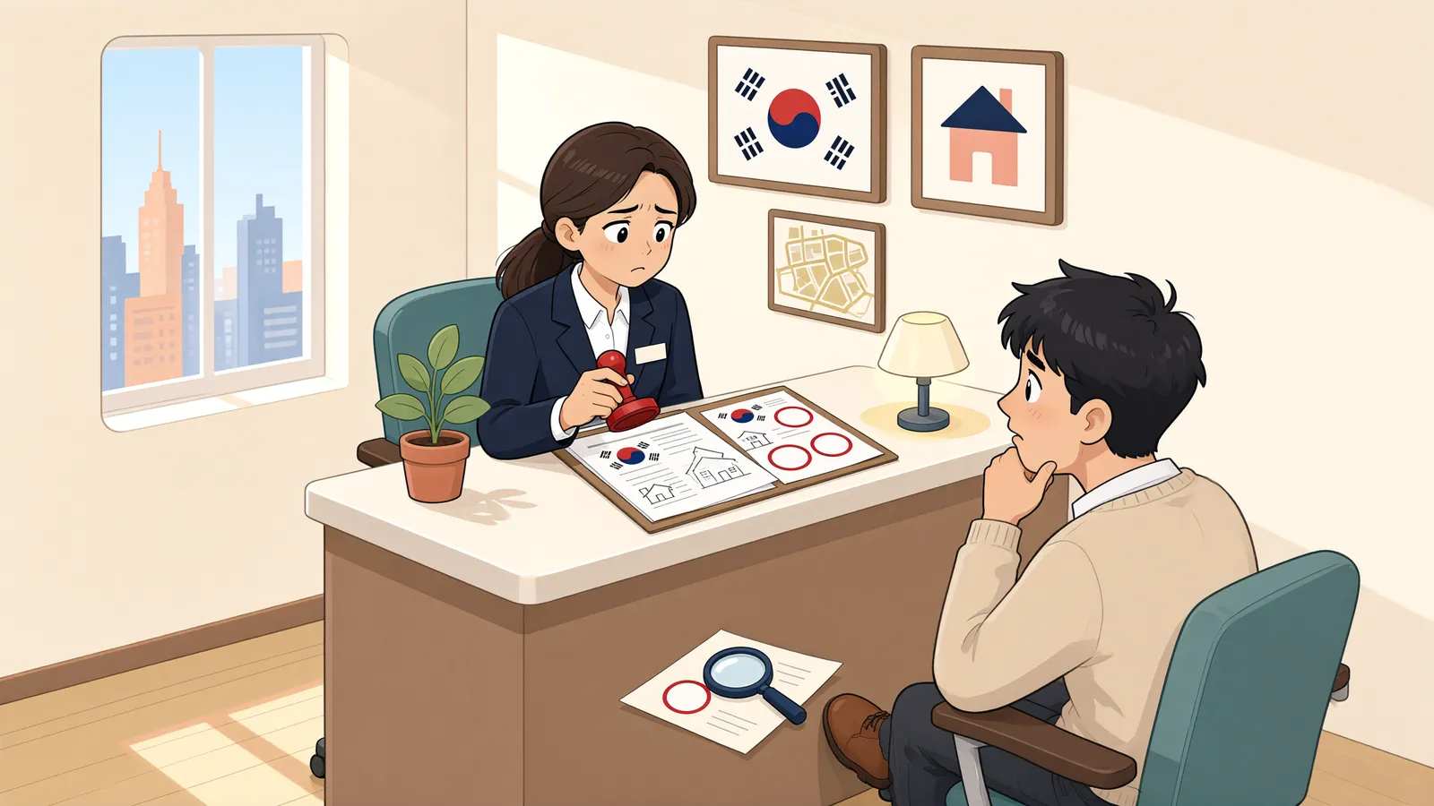 「국적이 바뀌어도 내 땅은 그대로일까?」 상황을 그린 삽화