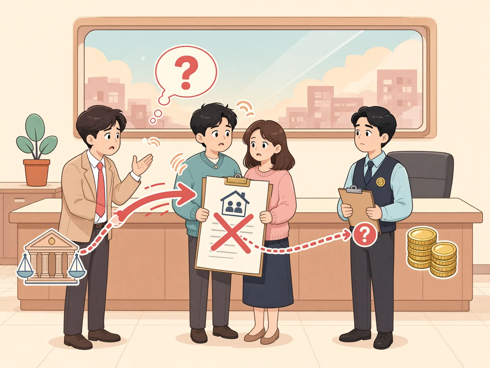 「채권자가 공동상속등기 비용을 냈다면, 다른 상속인에게도 청구할 수 있을까」 상황을 그린 삽화