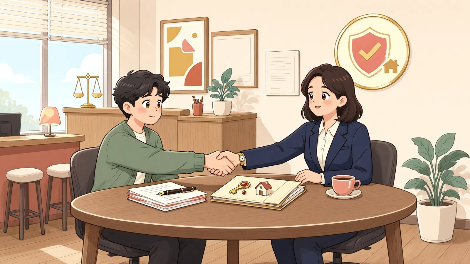 「호텔을 비워 달라면, 호텔값만큼 담보해야 할까?」 상황을 그린 삽화