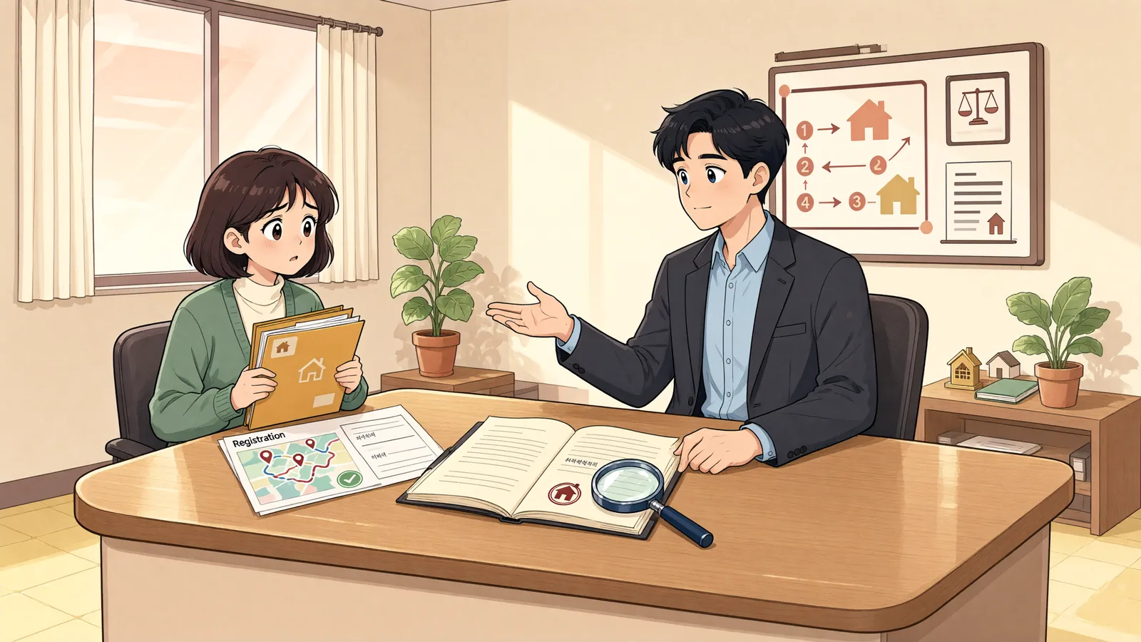 「청산절차 없이 마친 본등기, 나중에 바로잡을 수 있을까」 상황을 그린 삽화