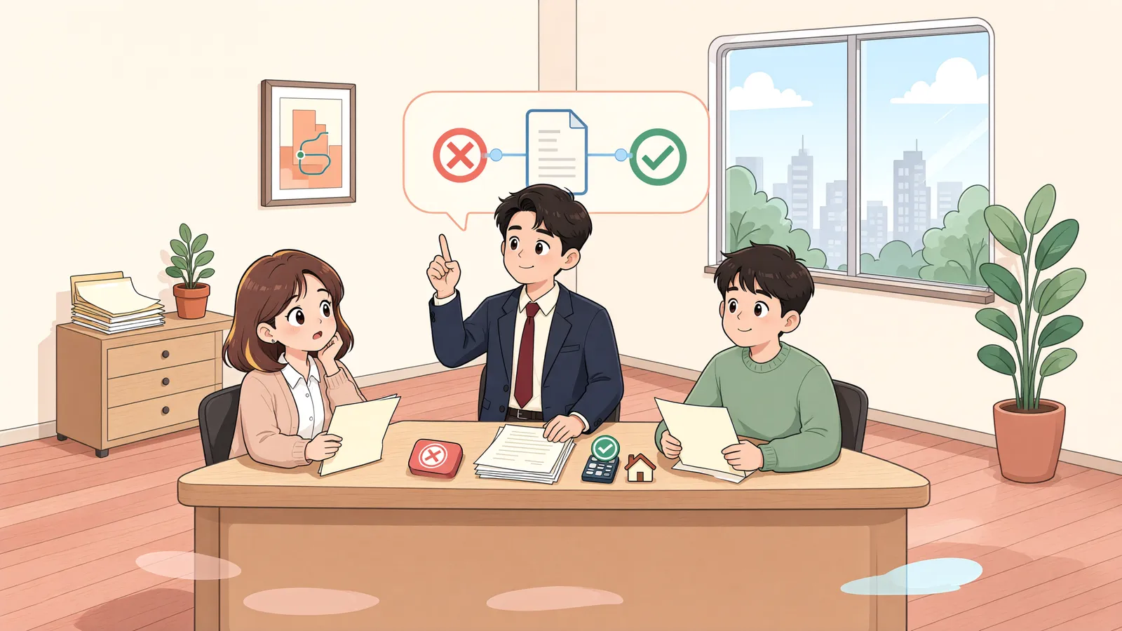 「상속 부동산을 한 사람이 전부 등기했다면」 상황을 그린 삽화