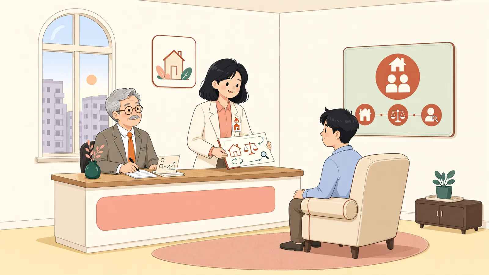 「연대보증인이 대신 갚으면 개인회생절차에서 권리를 행사할 수 있을까」 상황을 그린 삽화