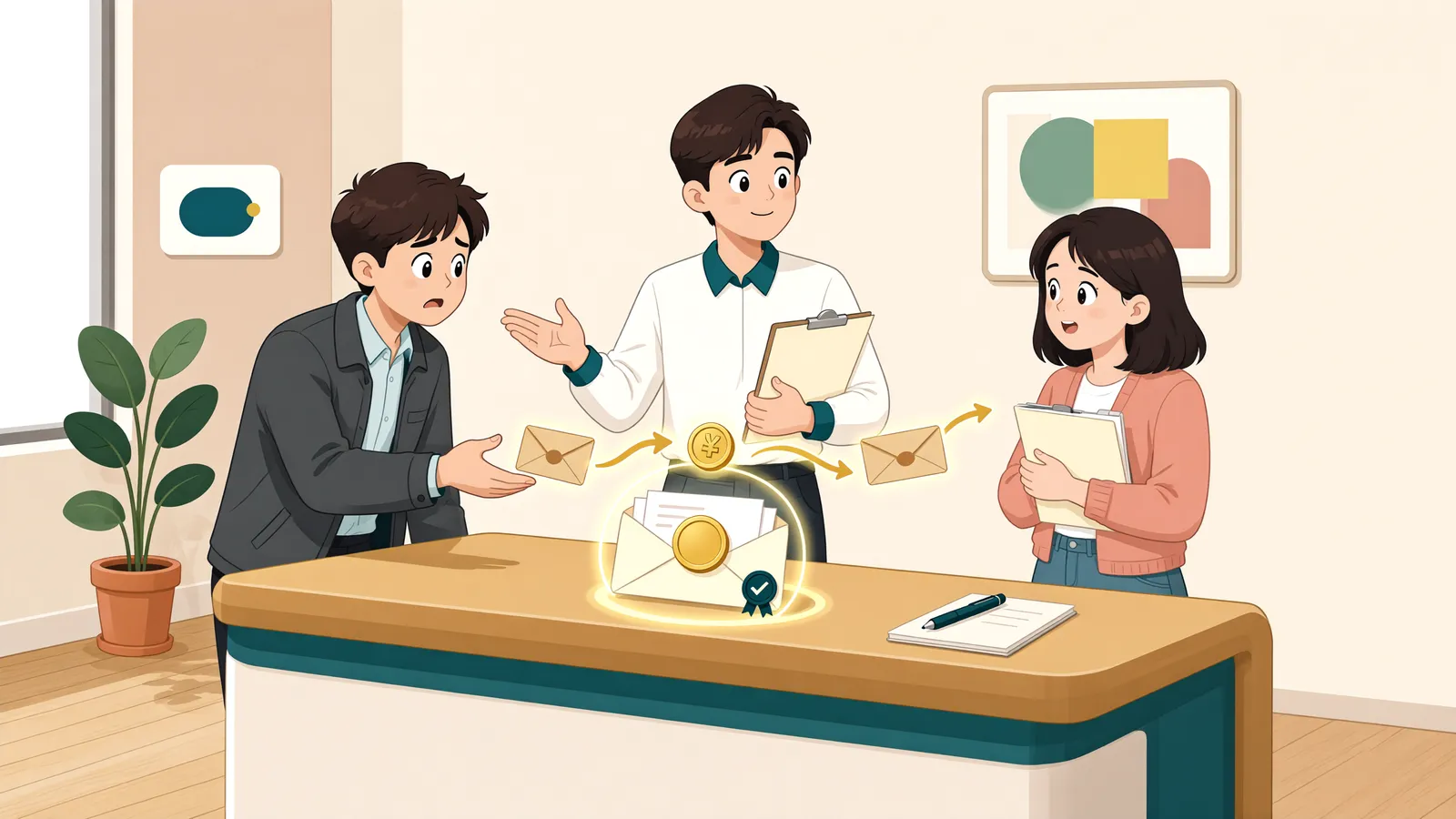 「상가를 전대한 뒤 경매가 시작됐다면, 최우선변제권은 누구에게?」 상황을 그린 삽화