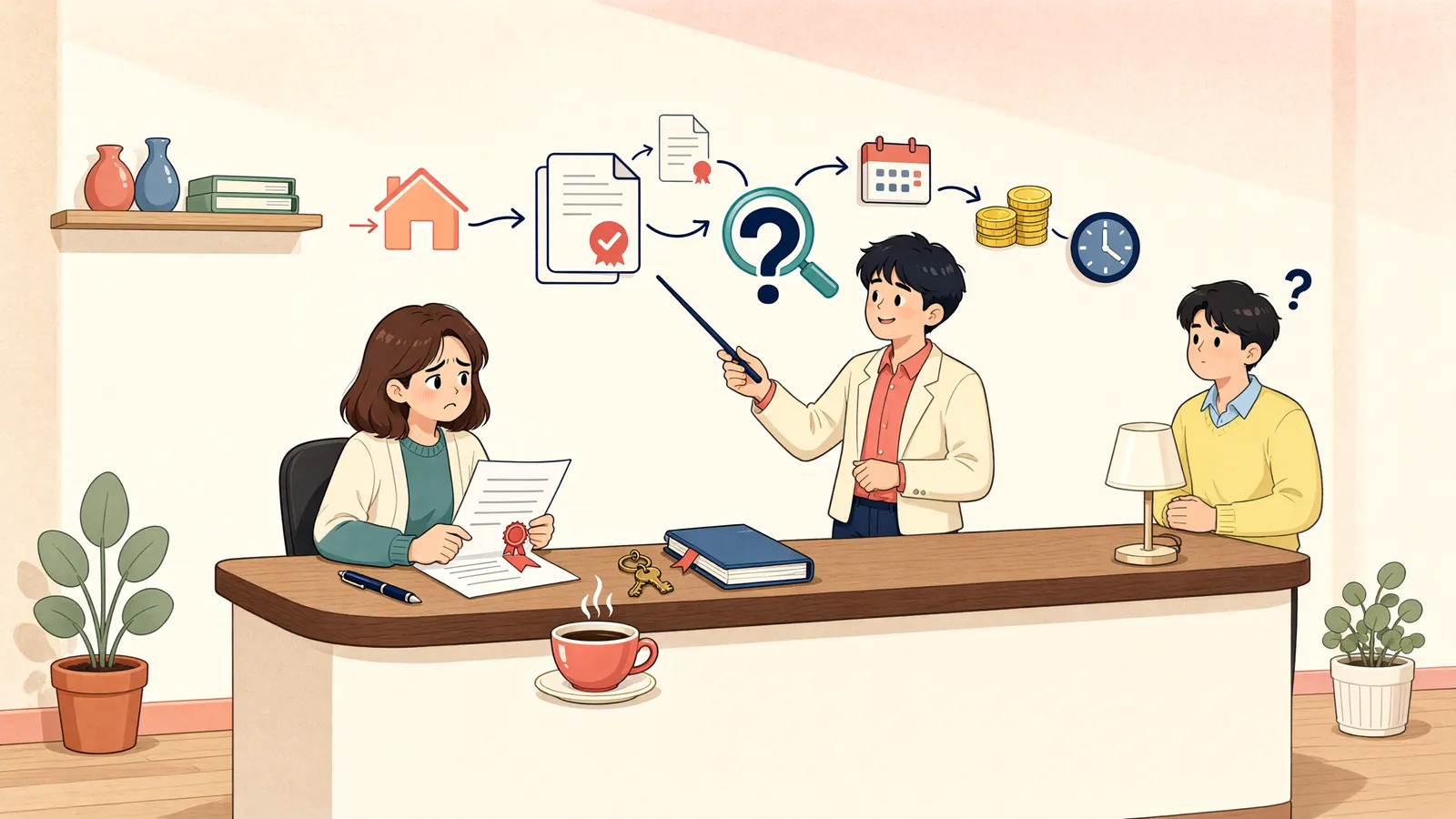 「전대차가 끝났는데도 가게를 비우지 않았다면」 상황을 그린 삽화