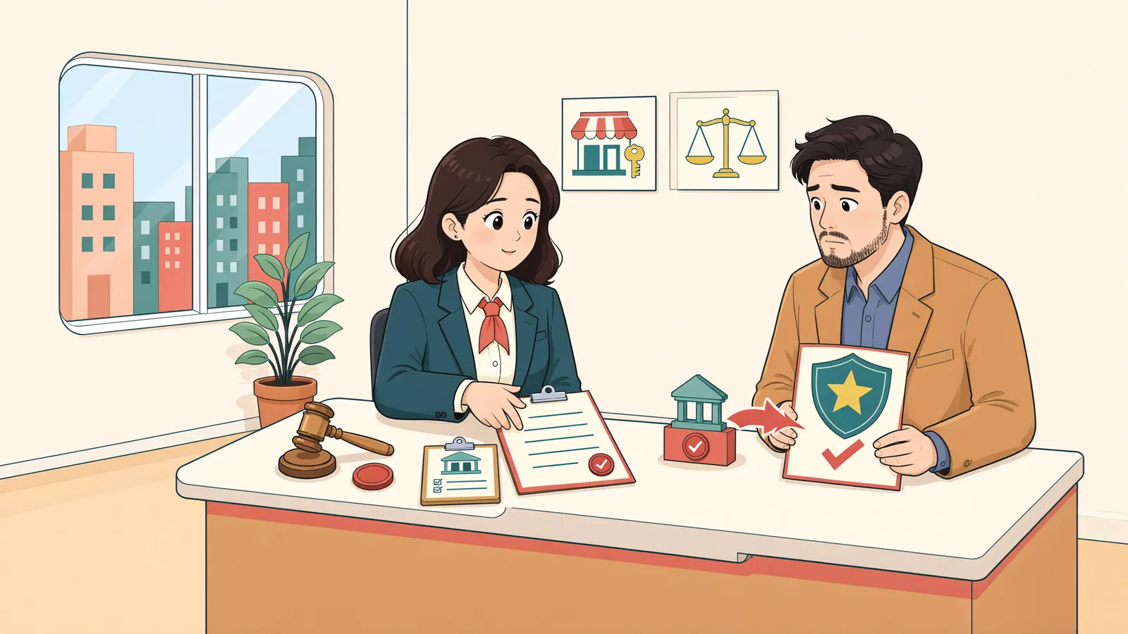 「먼저 잡힌 근저당권, 소액임차인의 보증금을 밀어낼까」 상황을 그린 삽화