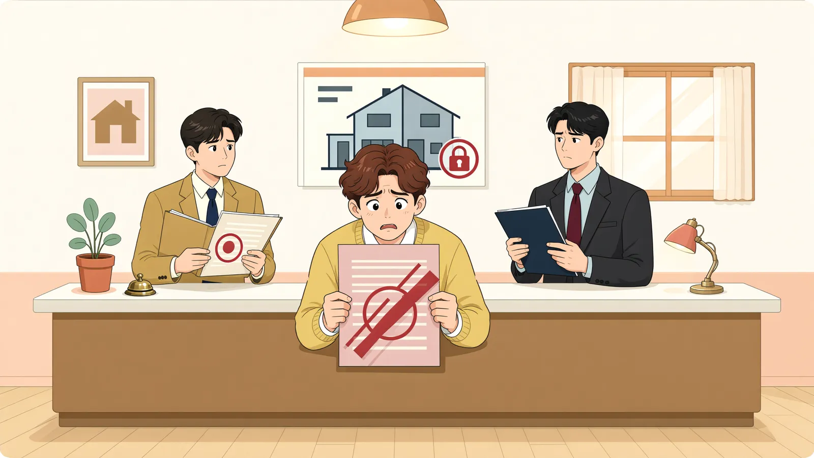 「등기 전 양도담보, 먼저 가압류한 채권자에게 맞설 수 있을까」 상황을 그린 삽화