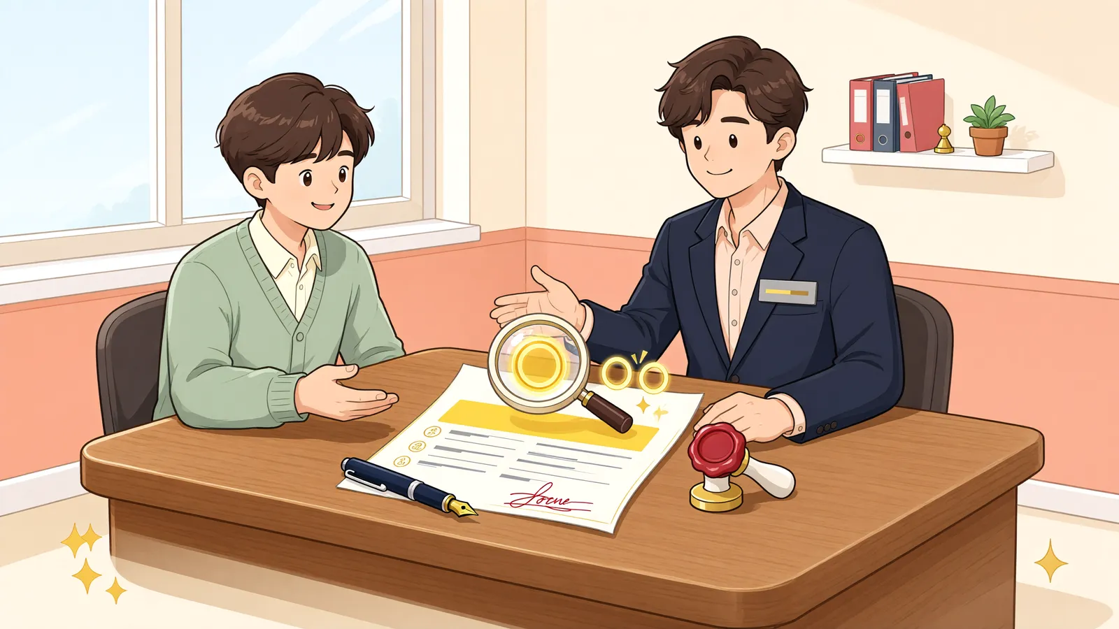 「‘권리금을 인정한다’는 문구, 임대인이 돌려준다는 뜻일까?」 상황을 그린 삽화