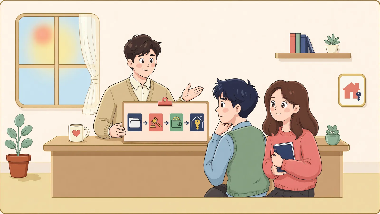 「개인회생, 채권자에게 언제 누구에게 갚아야 할까?」 상황을 그린 삽화