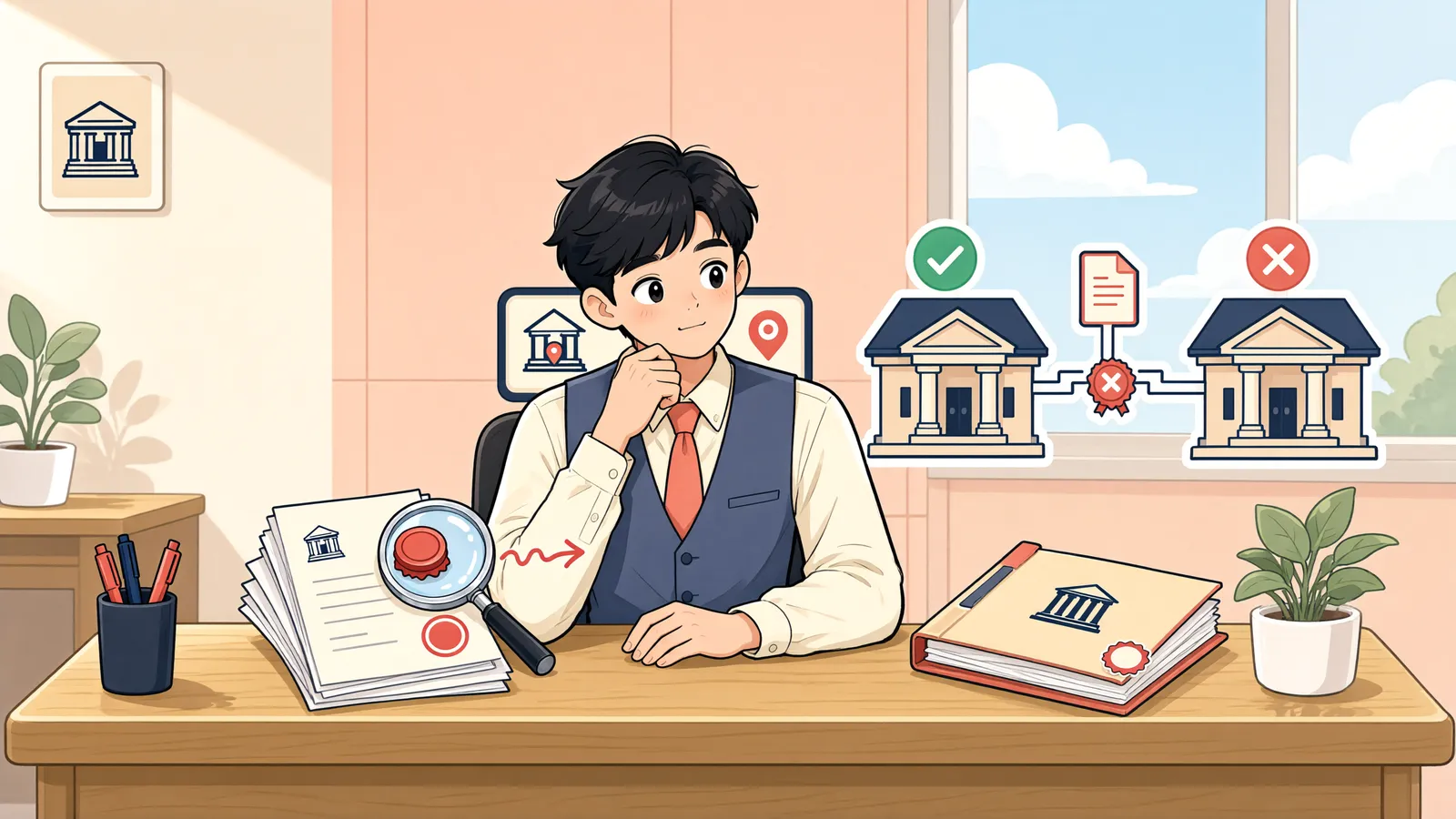 「판결문은 다른 지역에서도 통할까?」 상황을 그린 삽화