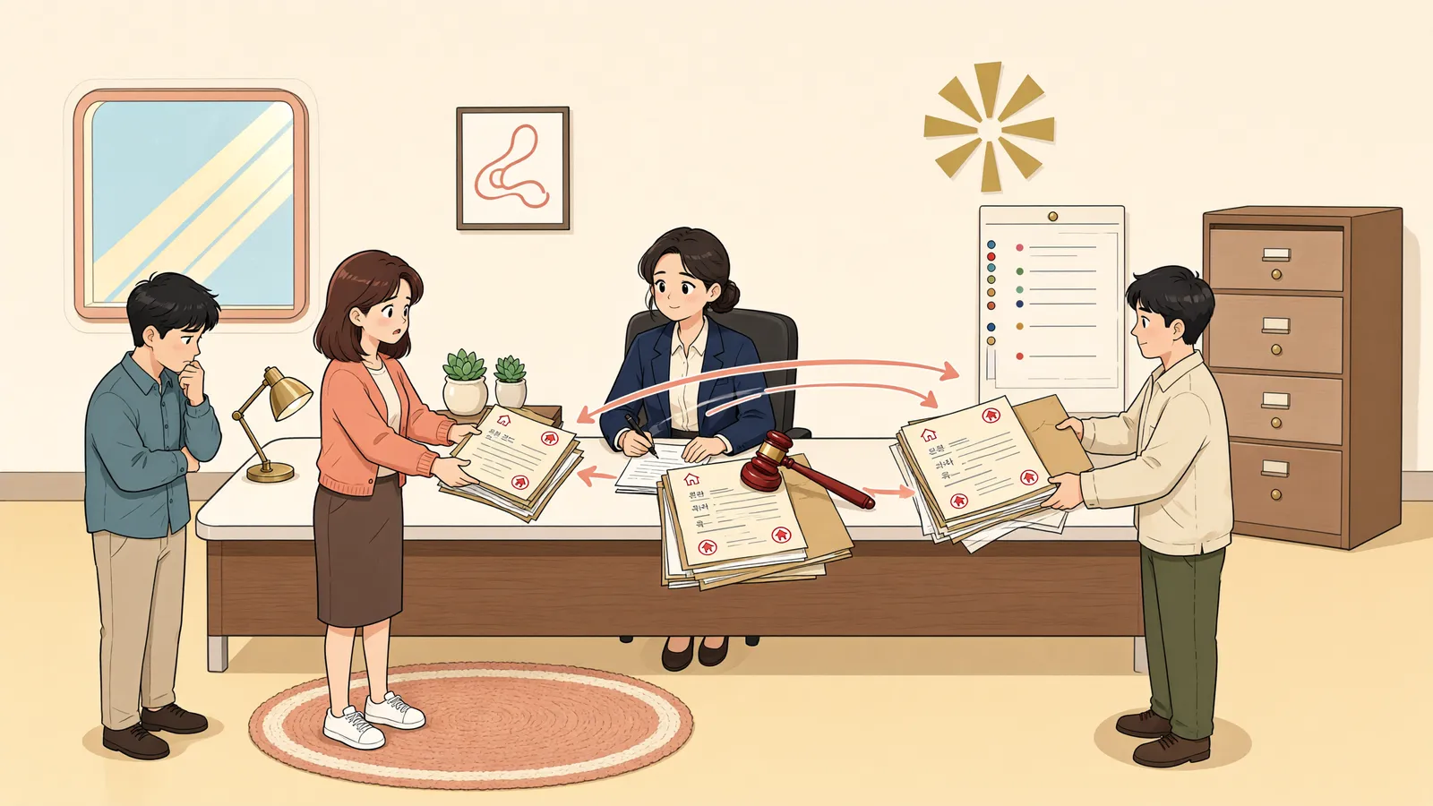「여러 채권을 한꺼번에 압류할 때, 어디까지 특정해야 할까」 상황을 그린 삽화