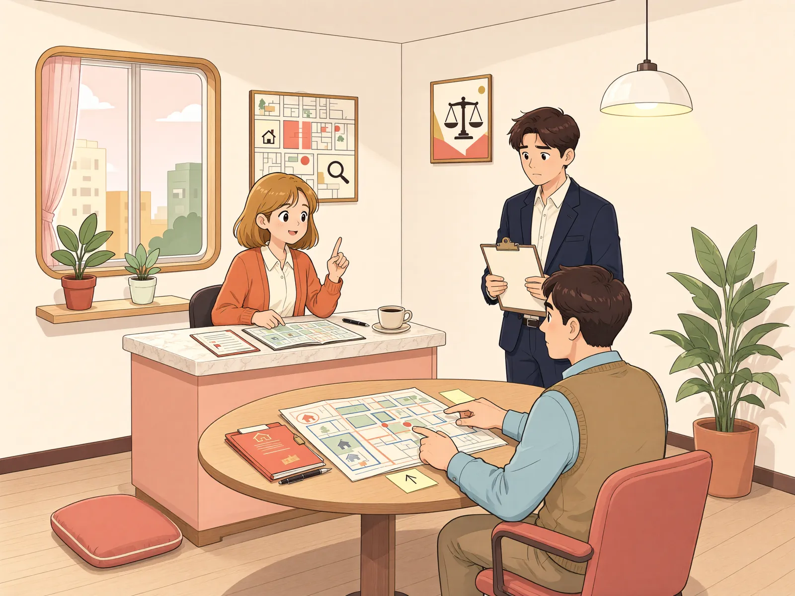 「밀린 지료를 모두 받았는데, 이제 와서 지상권을 없앨 수 있을까」 상황을 그린 삽화