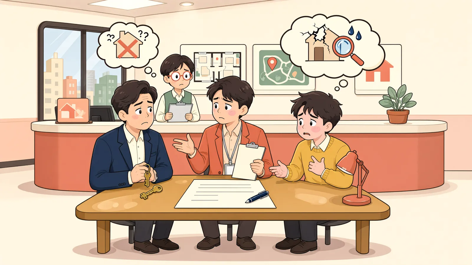 「땅을 산 지 9개월, 공사 중 드러난 오염토」 상황을 그린 삽화