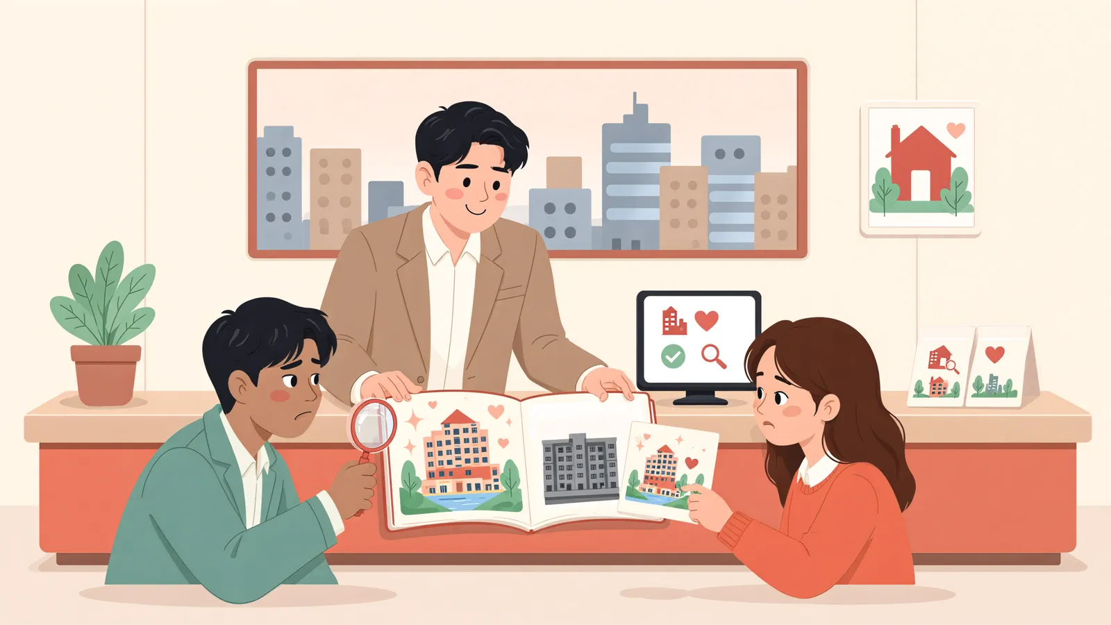 「경매 공고의 면적, 소수점 차이만으로 입찰을 막을 수 있을까」 상황을 그린 삽화