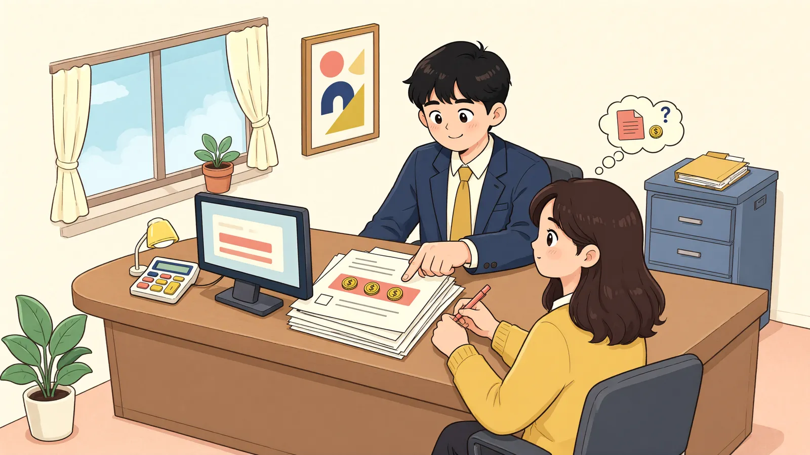 「가압류 청구금액에 이자까지 적으려면」 상황을 그린 삽화