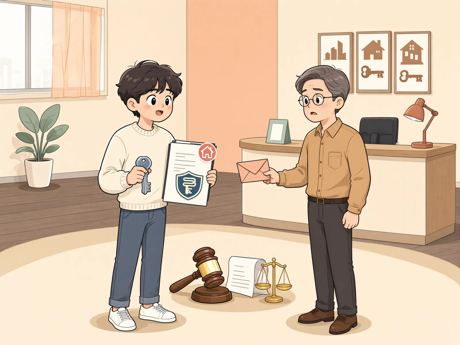 「첫 경매에서 못 받은 보증금, 다음 경매에서 다시 우선 배당될까」 상황을 그린 삽화