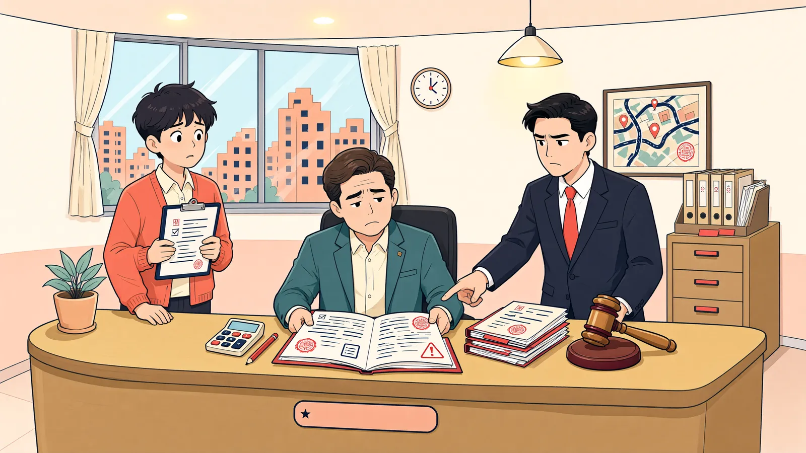 「독촉 절차에 하자가 있다면, 뒤이은 징수처분도 다툴 수 있을까」 상황을 그린 삽화
