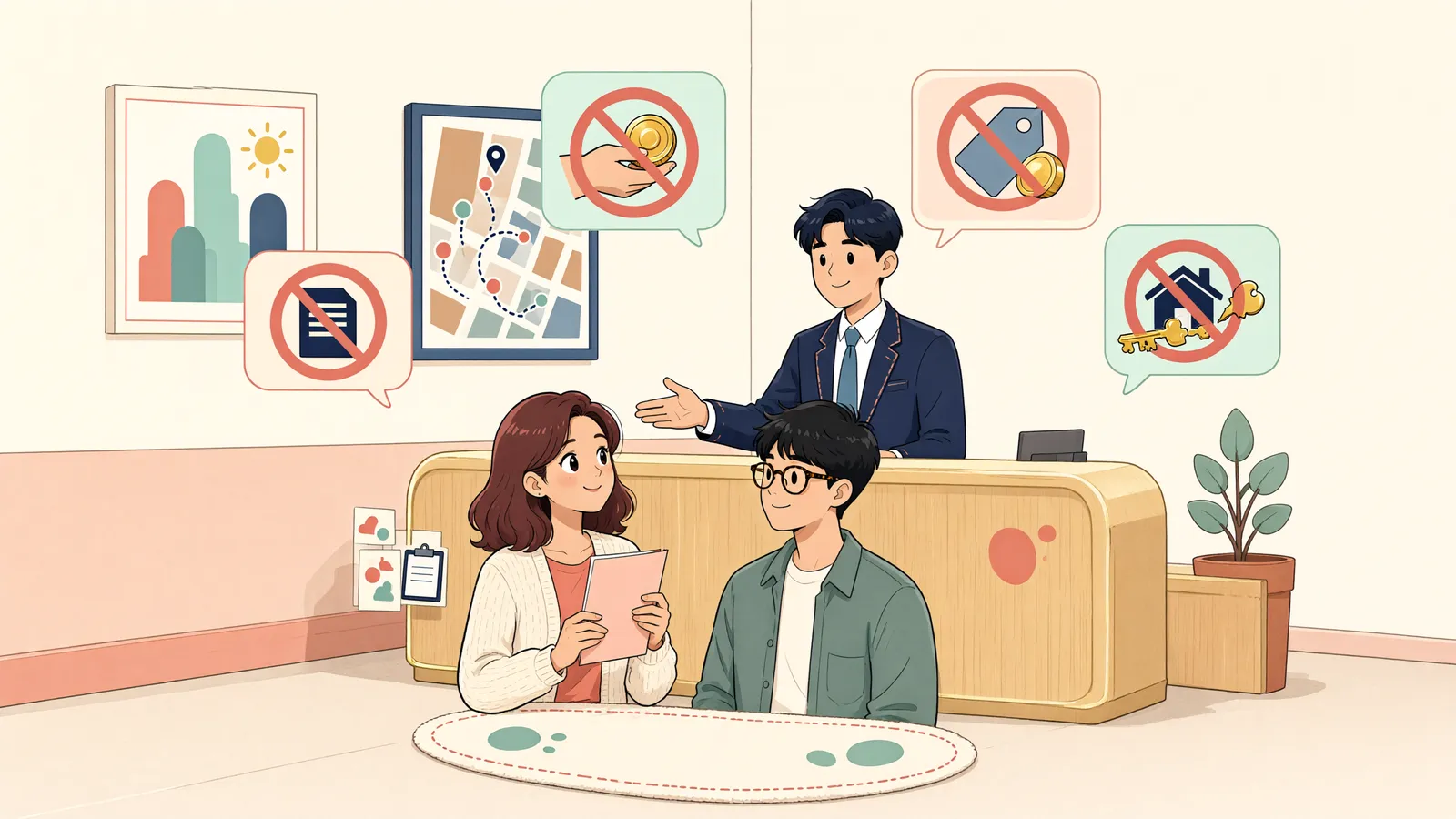 「아파트 당첨권도 중개할 수 있을까」 상황을 그린 삽화