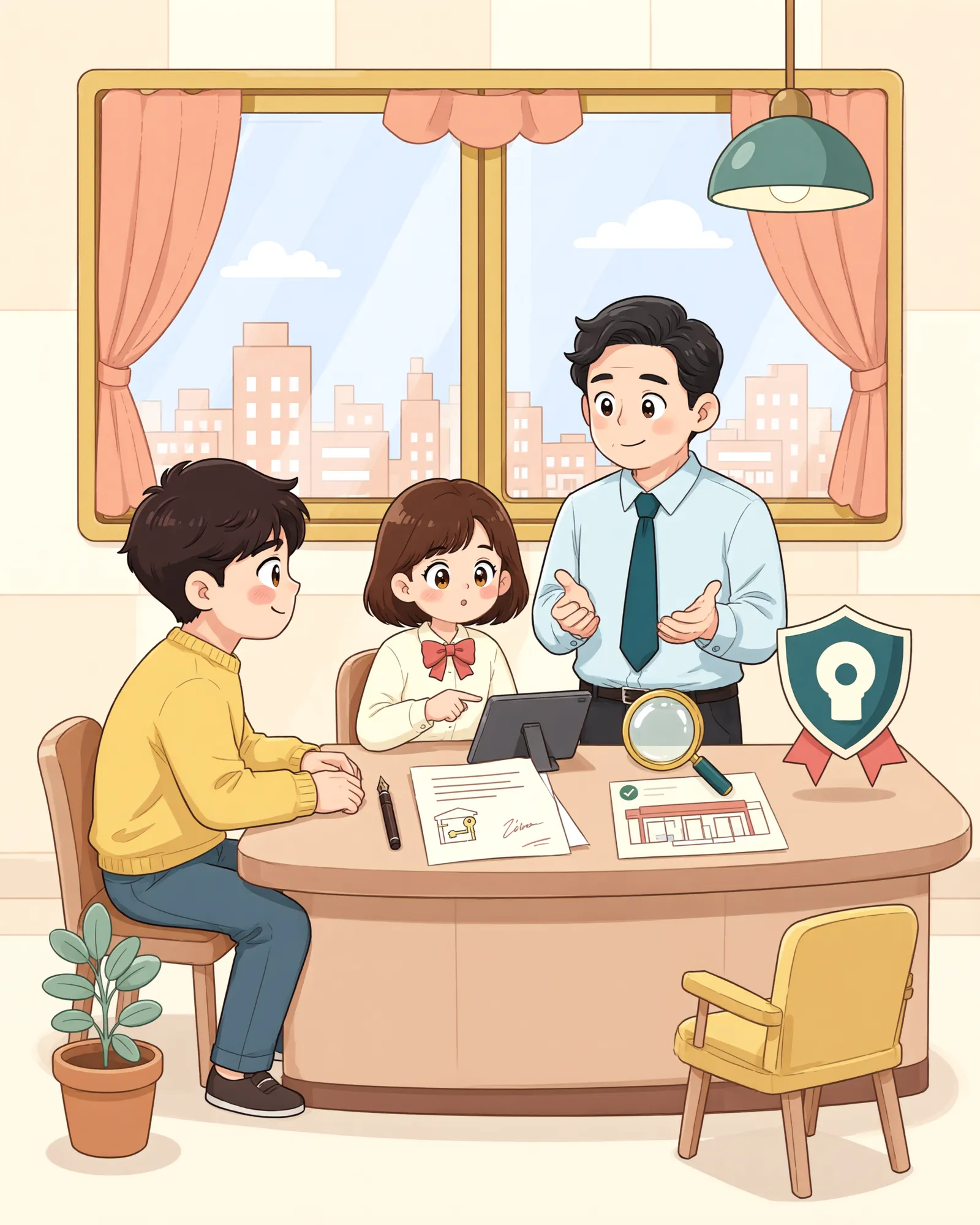 「보증금은 못 받았는데, 가게를 먼저 비워도 될까요?」 상황을 그린 삽화