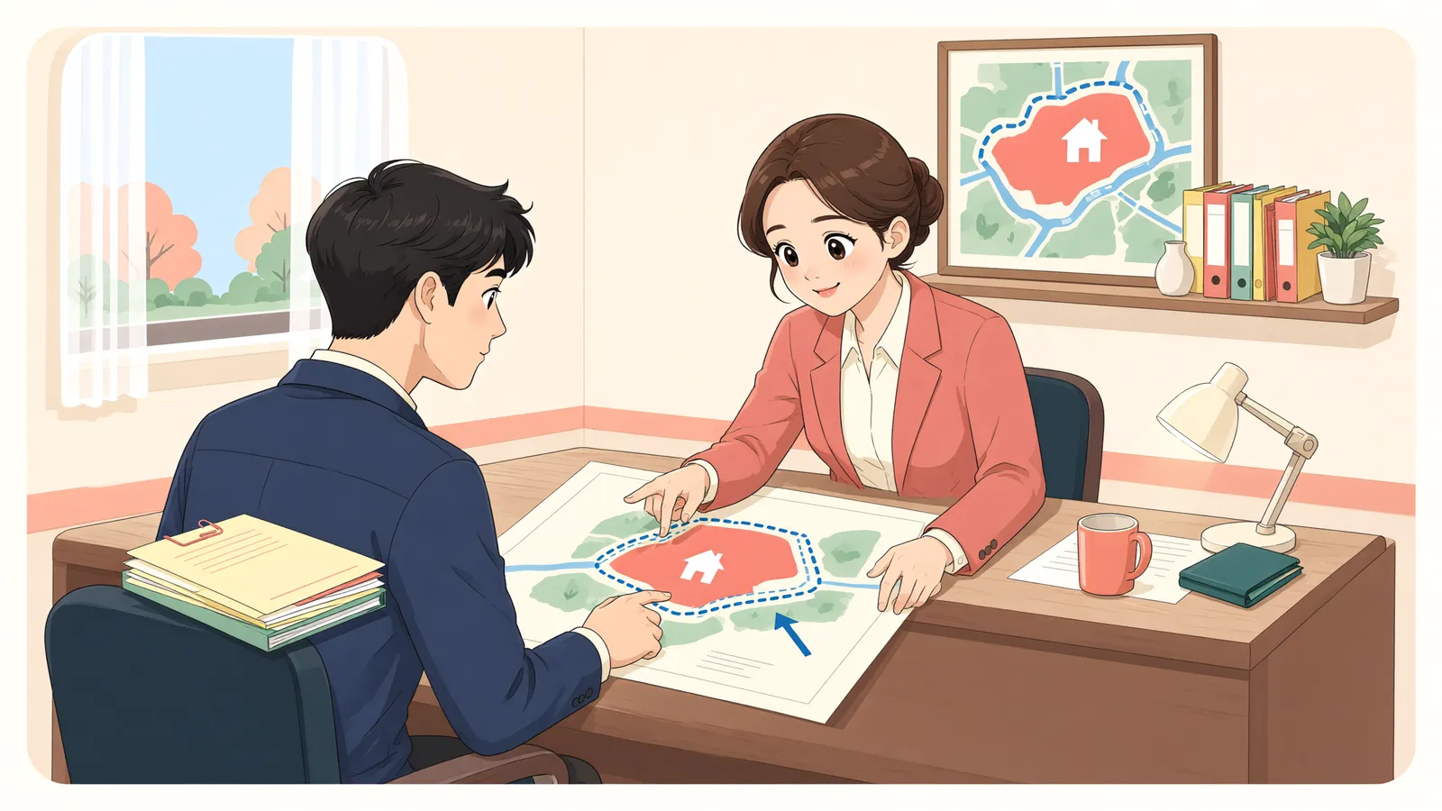 「밭처럼 쓰던 임야, 지목도 바로 바꿀 수 있을까」 상황을 그린 삽화
