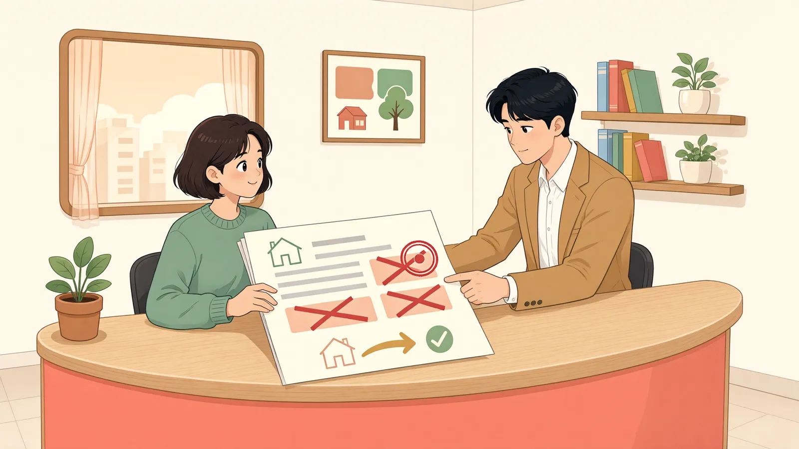 「매도인은 사라졌고, 등기부엔 가압류가 남았다」 상황을 그린 삽화