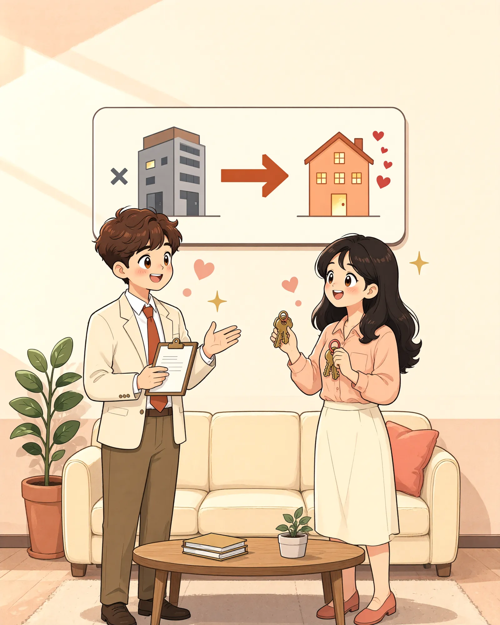 「허락 없이 주거공간으로 바꾼 부분, 임대차 보호도 따라올까?」 상황을 그린 삽화