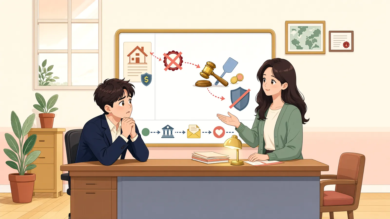 「말소된 근저당권, 경매가 끝난 뒤에도 되살릴 수 있을까」 상황을 그린 삽화