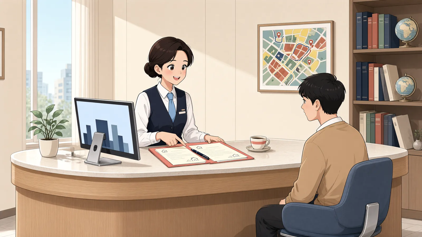 「전입신고를 고쳤다면, 대항력은 언제 생길까?」 상황을 그린 삽화
