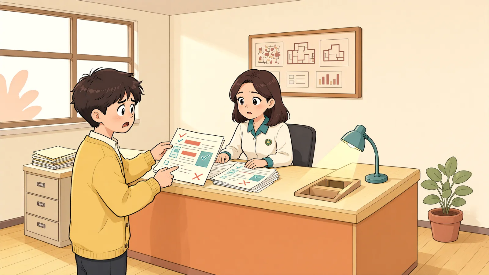 「공무원 안내대로 고친 전입신고, 대항력은 생겼을까」 상황을 그린 삽화