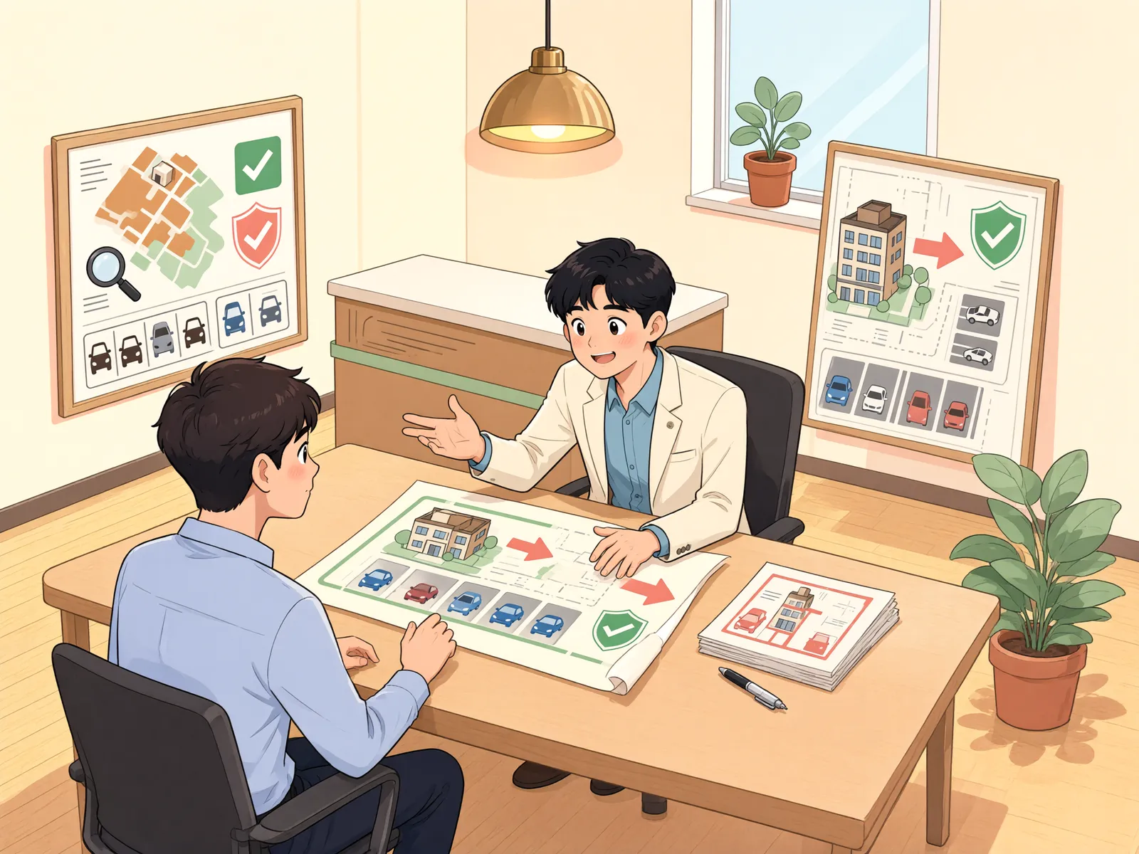 「주차장 땅을 팔았더니 철거명령? 위반 법률부터 따져봐야 합니다」 상황을 그린 삽화