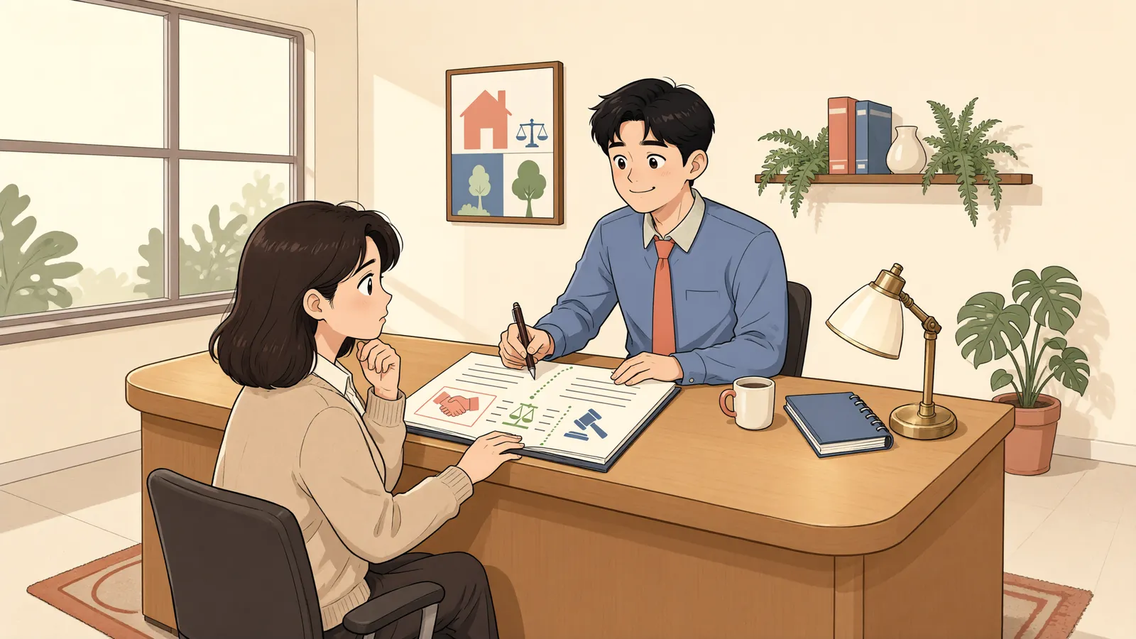 「보상금을 받고도 집을 철거하지 않았다면, 행정대집행이 가능할까?」 상황을 그린 삽화