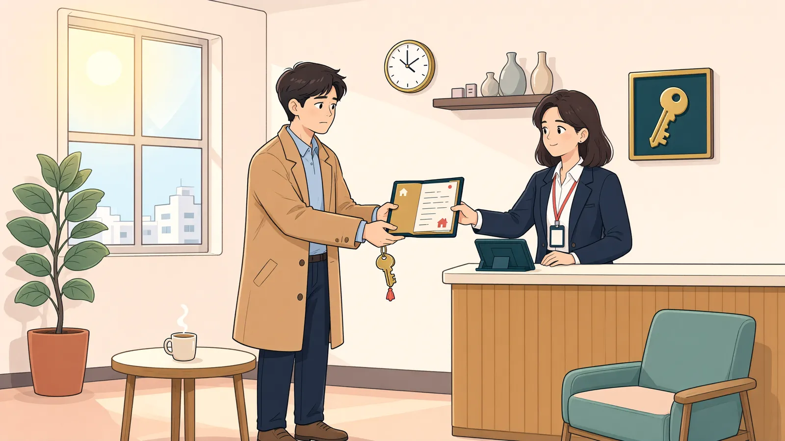 「등기 전 매매한 땅, 먼저 들어간 임차인에게 비워 달라고 할 수 있을까」 상황을 그린 삽화