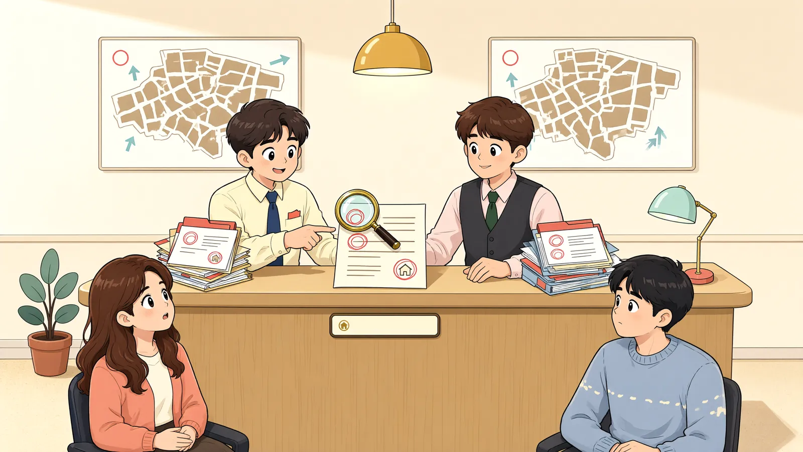 「멸실된 등기부, 두 번 회복됐다면 무엇을 먼저 볼까」 상황을 그린 삽화