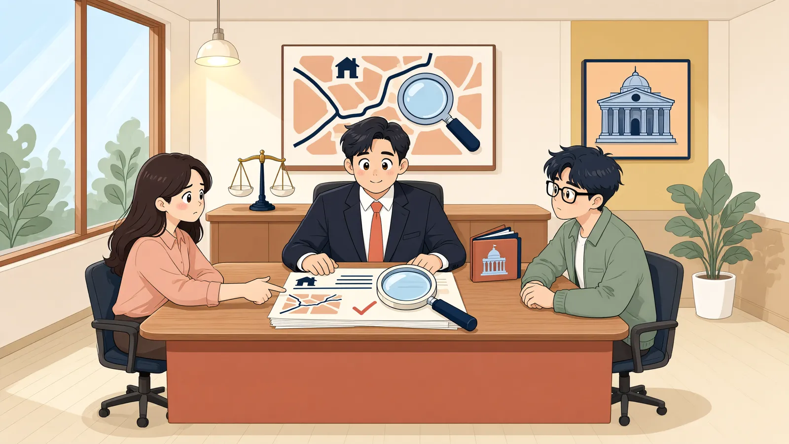 「대장에 주인이 없으면 국가를 상대로 소송할 수 있을까」 상황을 그린 삽화