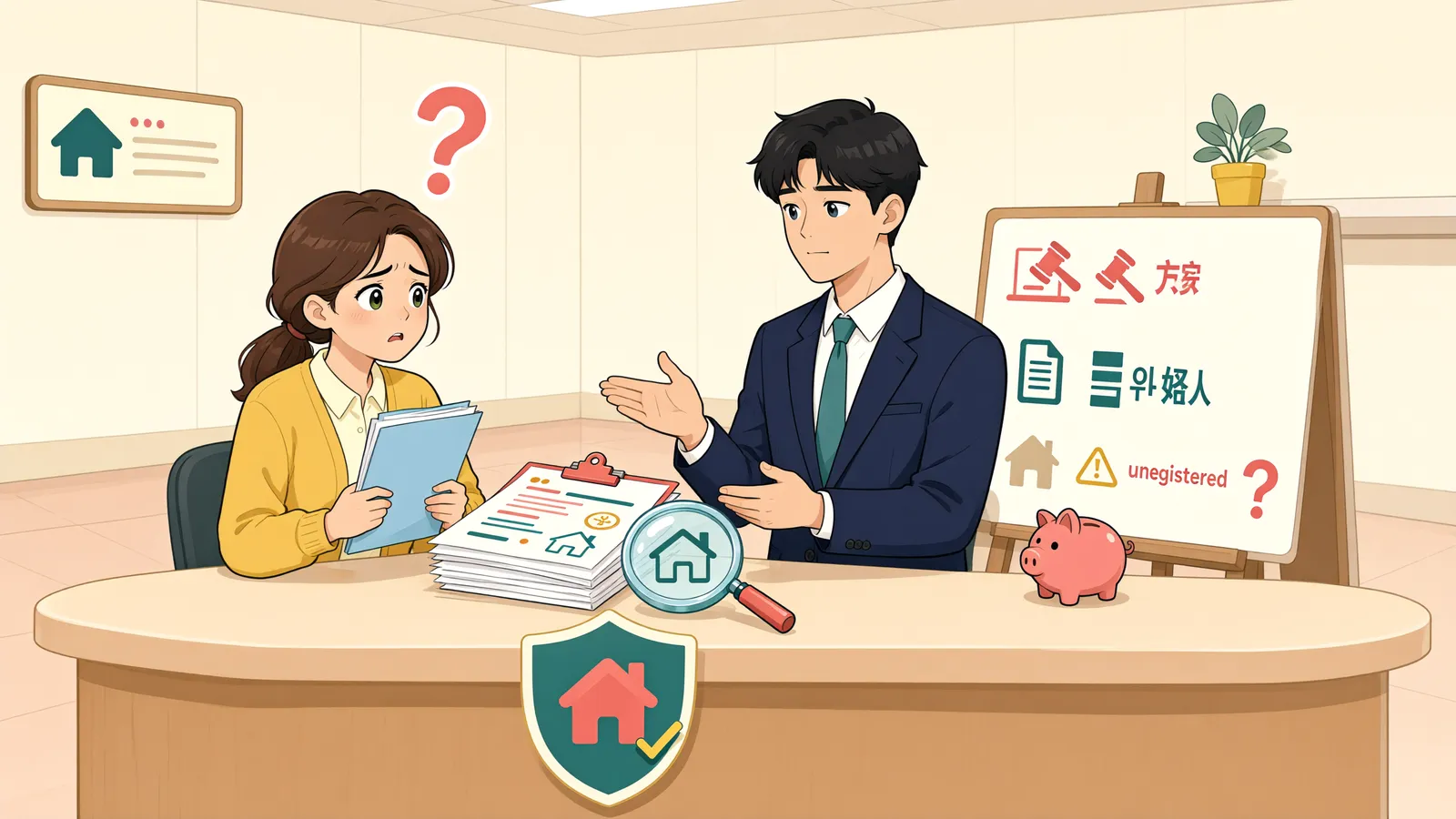 「등기 못 한 전세권, 경매에서 전세금을 돌려받을 수 있을까?」 상황을 그린 삽화