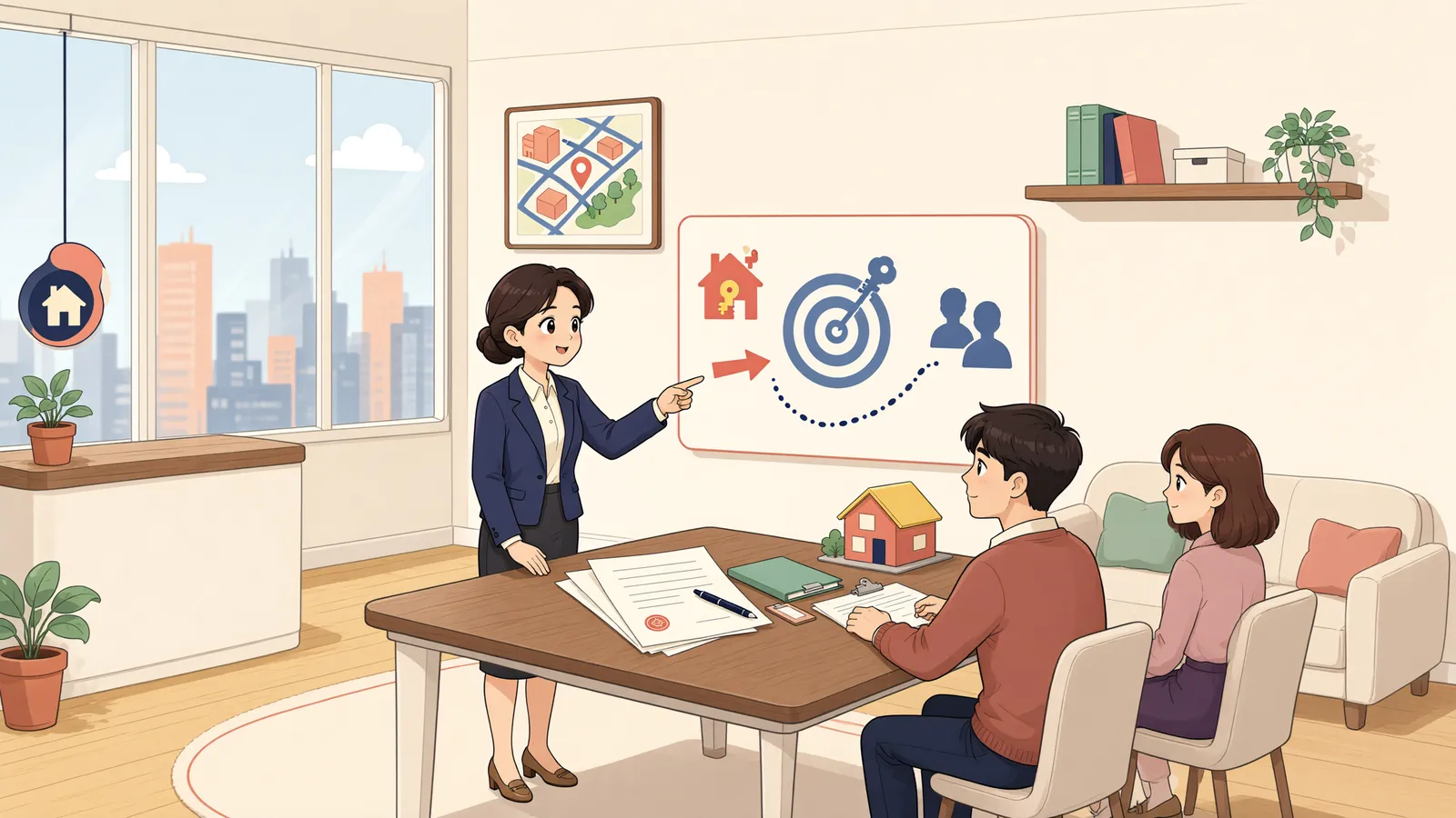 「경고문을 붙이면 임차인의 점유까지 되찾을 수 있을까」 상황을 그린 삽화