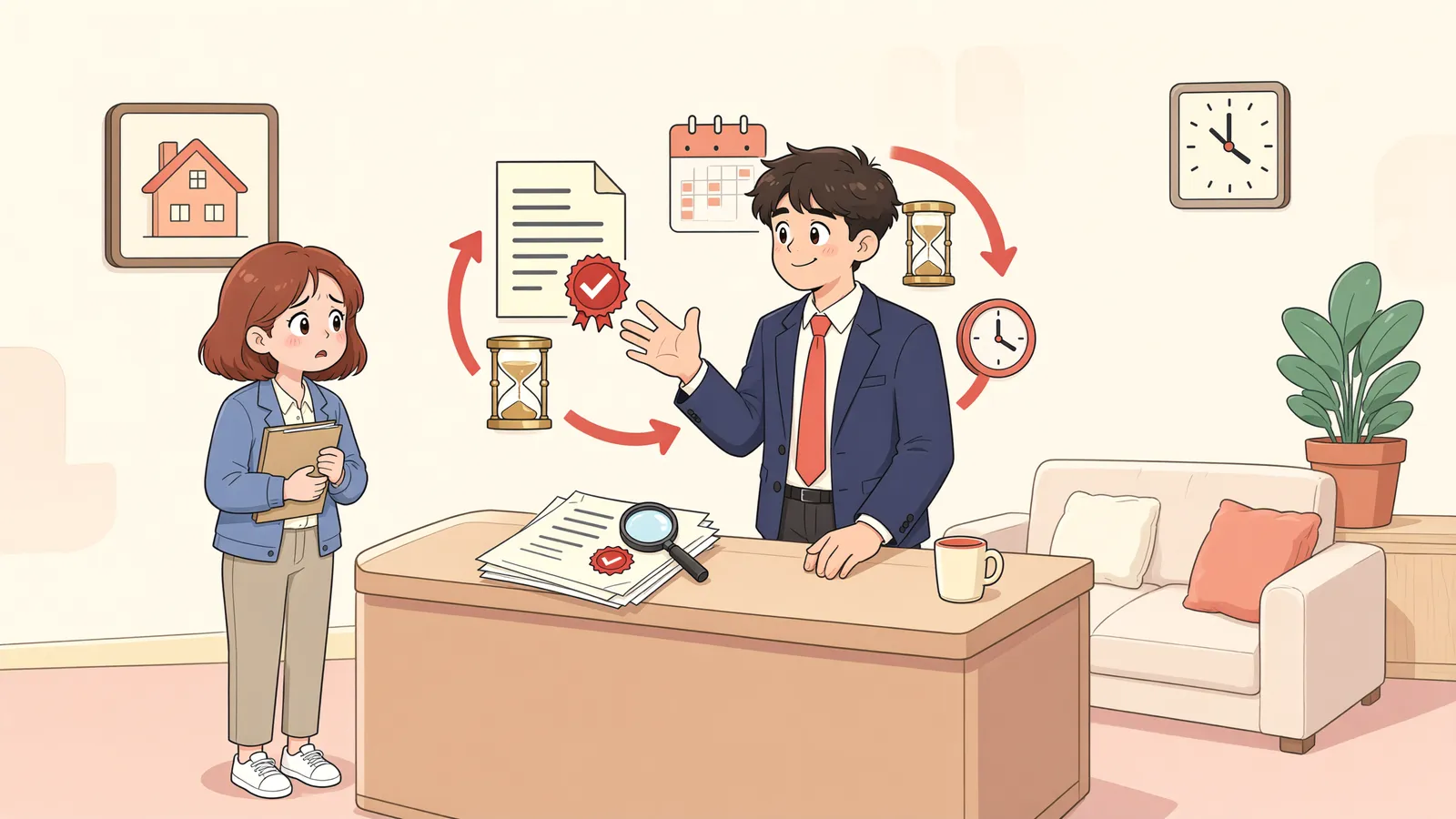 「재조사결정 뒤 90일, 언제부터 셀까?」 상황을 그린 삽화