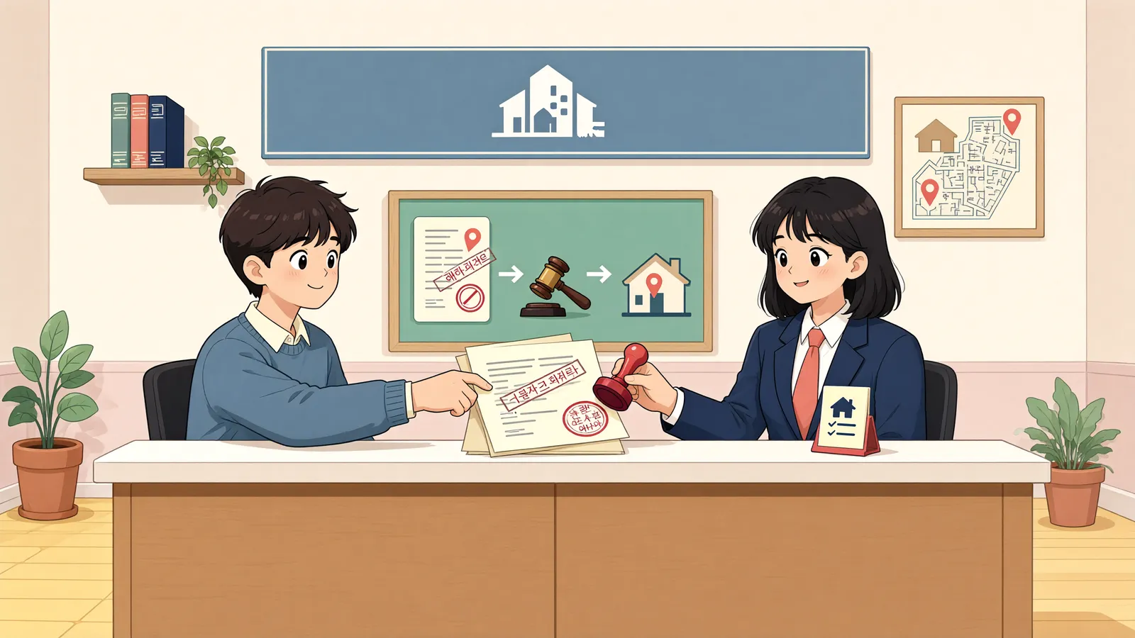 「기계를 계속 쓰는 채무자, 경매대금은 누구에게 먼저 갈까?」 상황을 그린 삽화