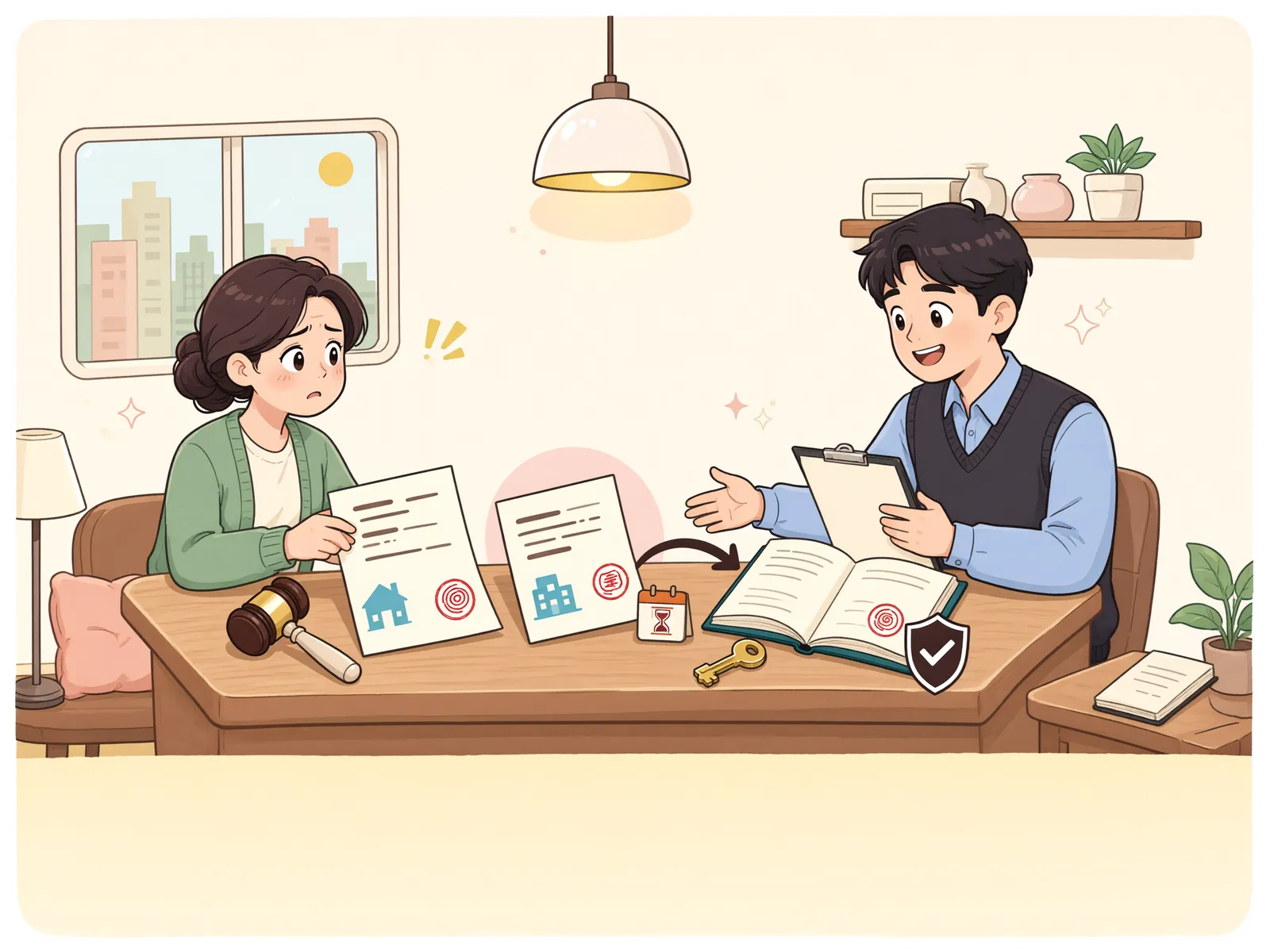 「가등기가 남은 상가를 잃었다면, 매도인 책임은 어디까지일까」 상황을 그린 삽화