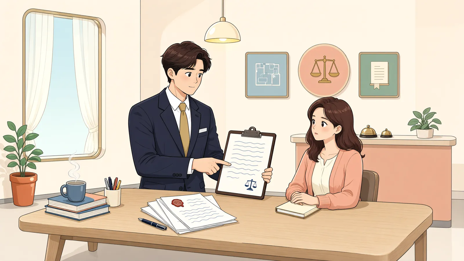 「임금채권으로 부동산 가압류를 신청했는데, 현금 담보를 내라고 한다면」 상황을 그린 삽화