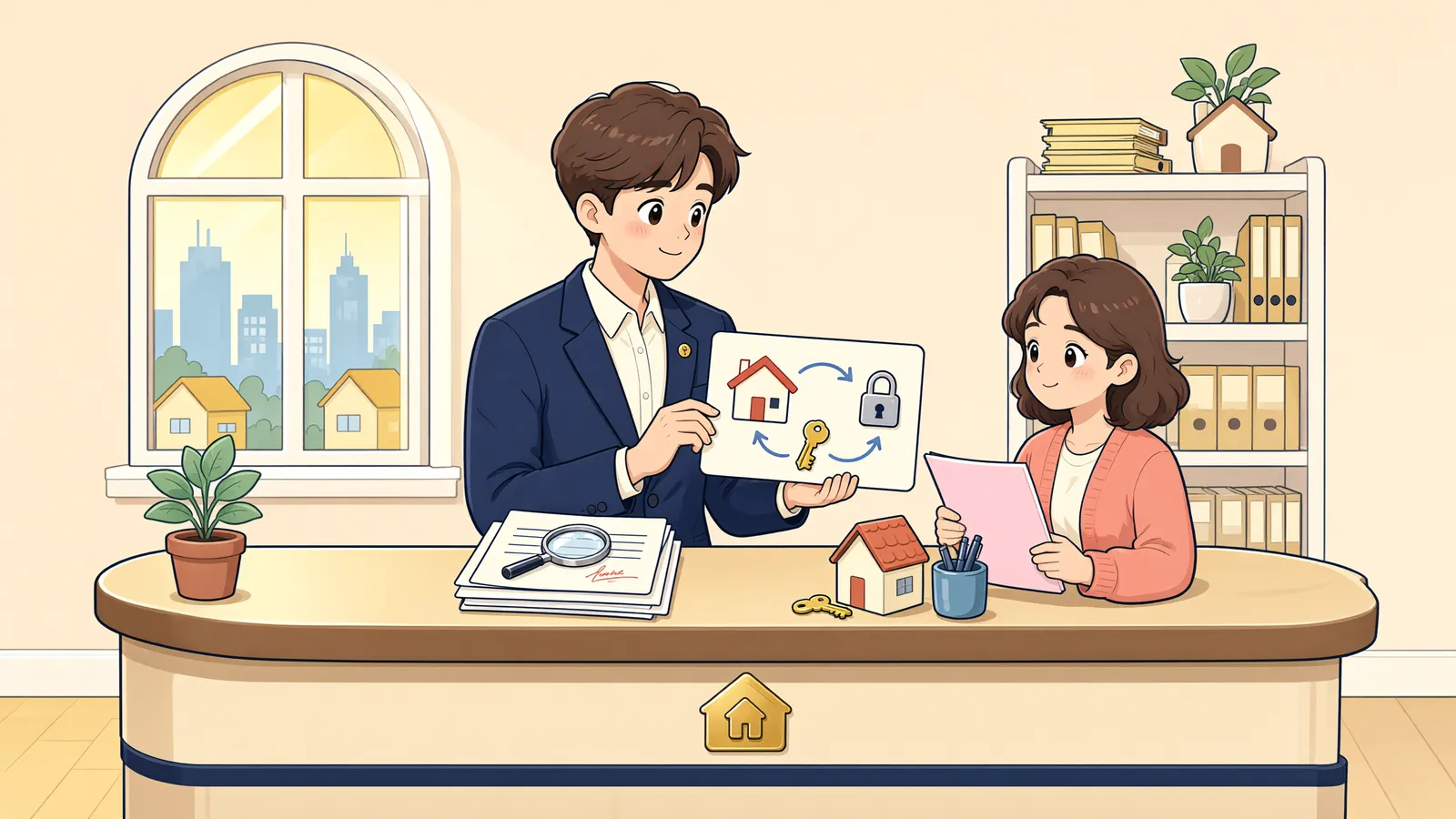 「담보로 넘긴 건물에 설정된 근저당, 나중에 채무를 갚으면 지울 수 있을까?」 상황을 그린 삽화