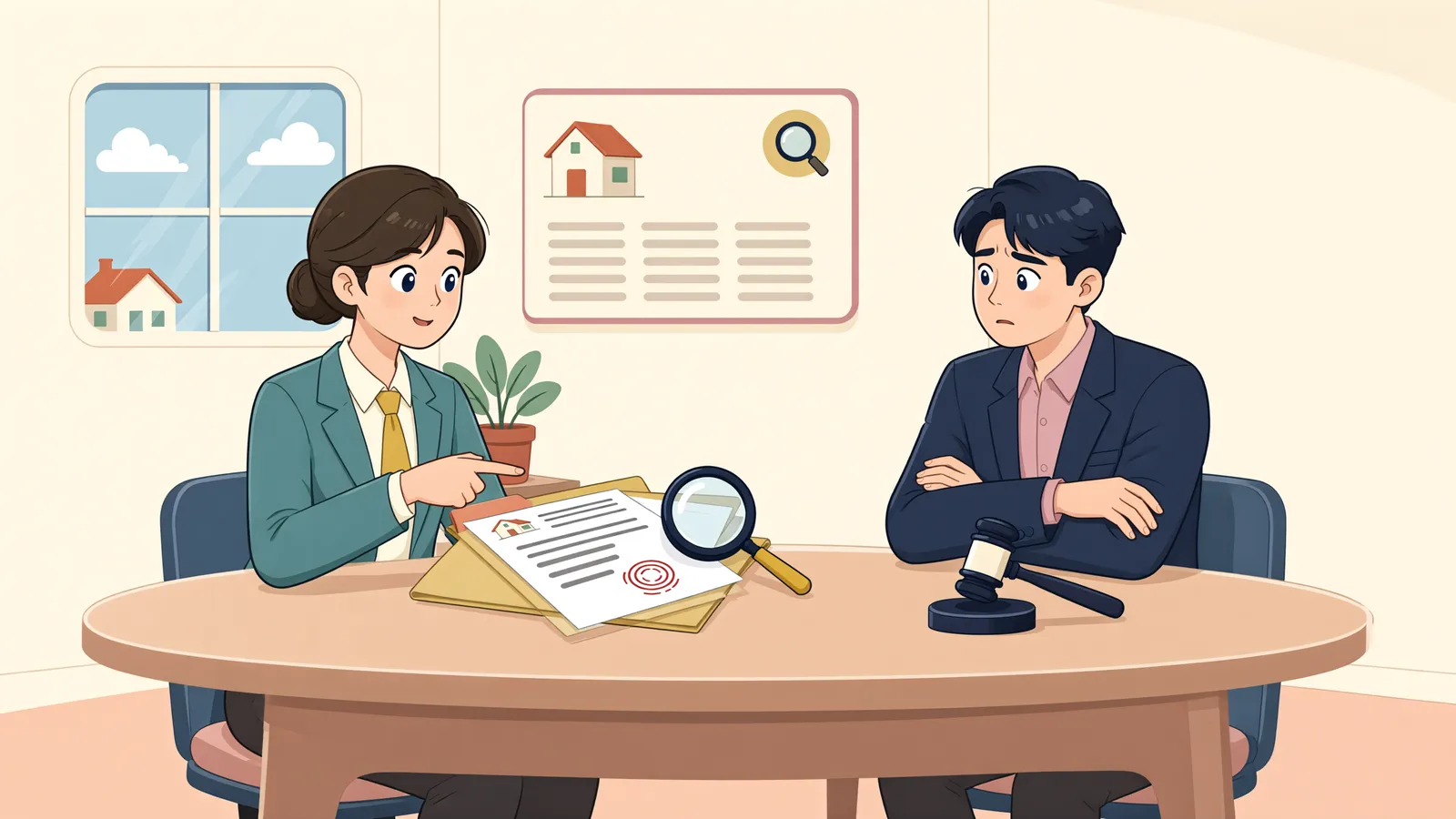 「낙찰대금을 다 냈는데, 어린이집 건물 소유권은 왜 그대로일까」 상황을 그린 삽화