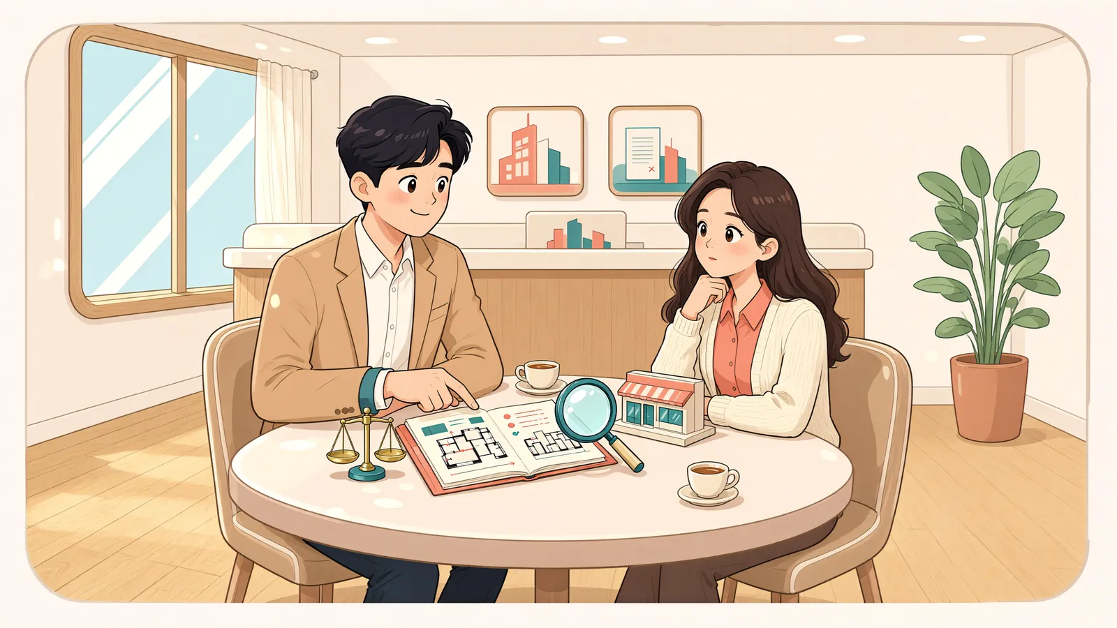 「임차인이 법인이어도 상가임대차보호법이 적용될까」 상황을 그린 삽화