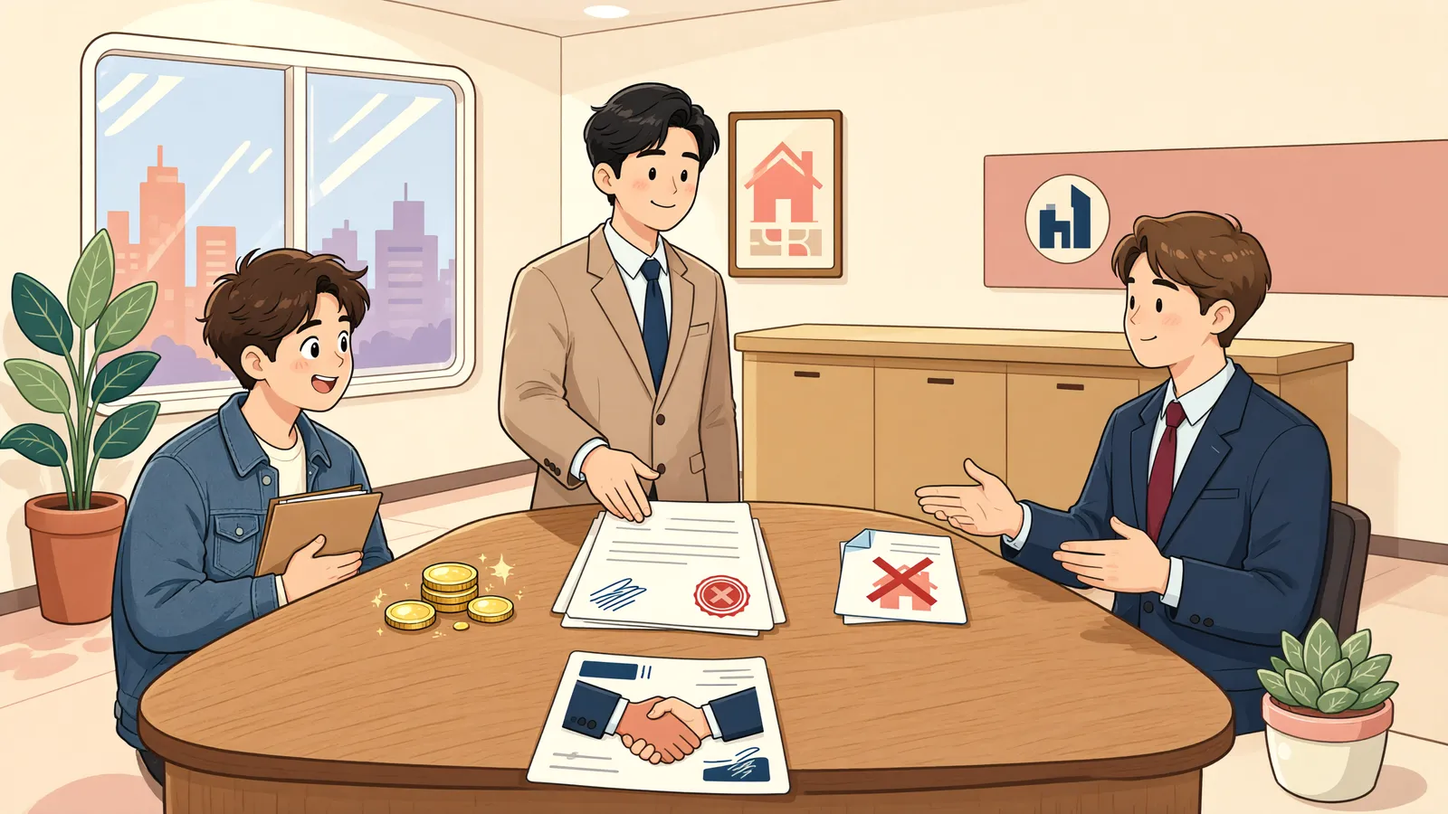 「청산금을 받기 전, 빚을 갚으면 가등기를 말소할 수 있을까」 상황을 그린 삽화