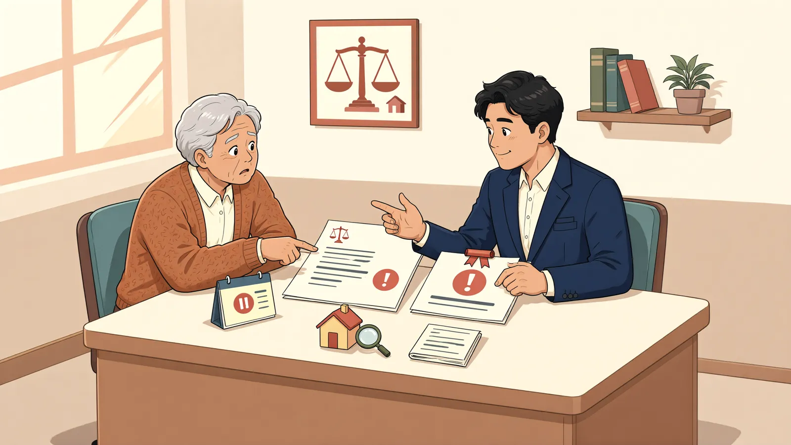 「채무자가 소송 중 사망했다면, 상속인 재산에 집행할 수 있을까?」 상황을 그린 삽화