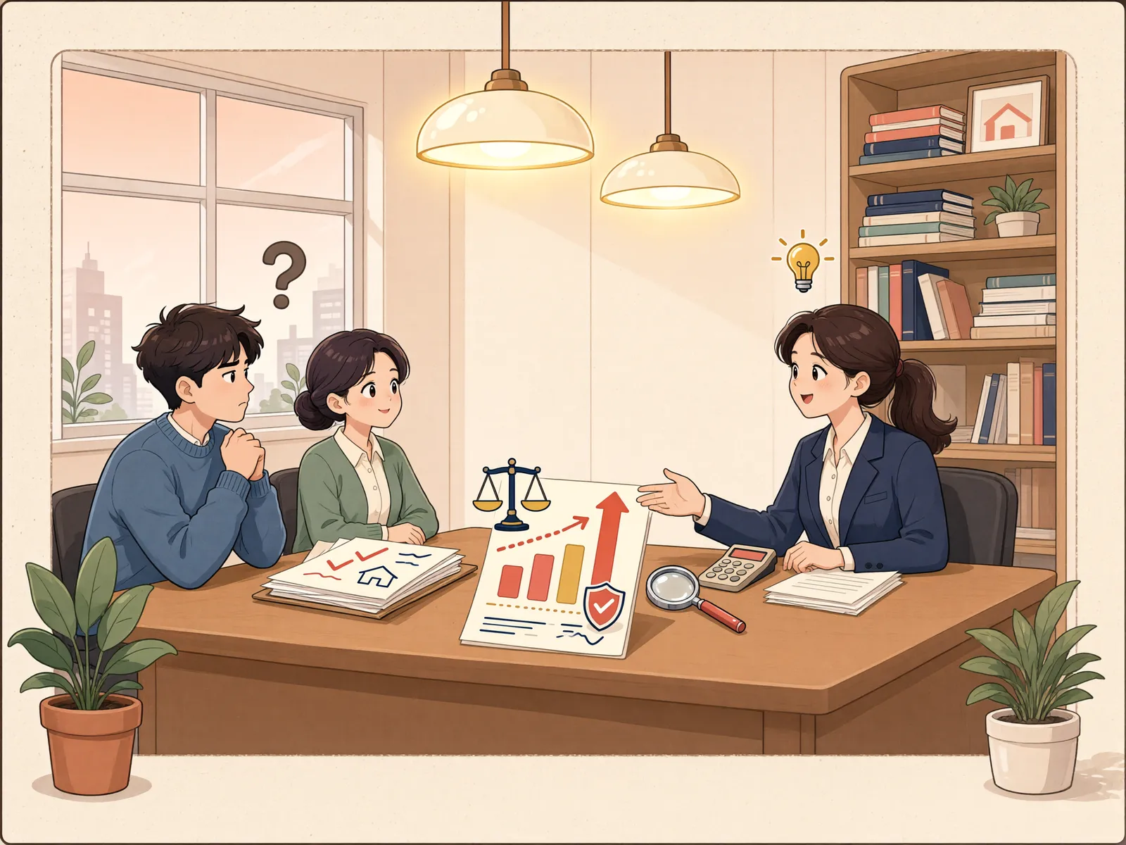 「땅값이 채권액보다 큰데도 집까지 취소할 수 있을까?」 상황을 그린 삽화