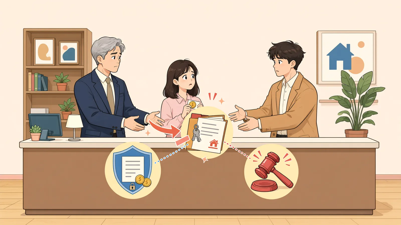 「보증금채권을 가압류한 뒤 집주인이 바뀌었다면」 상황을 그린 삽화