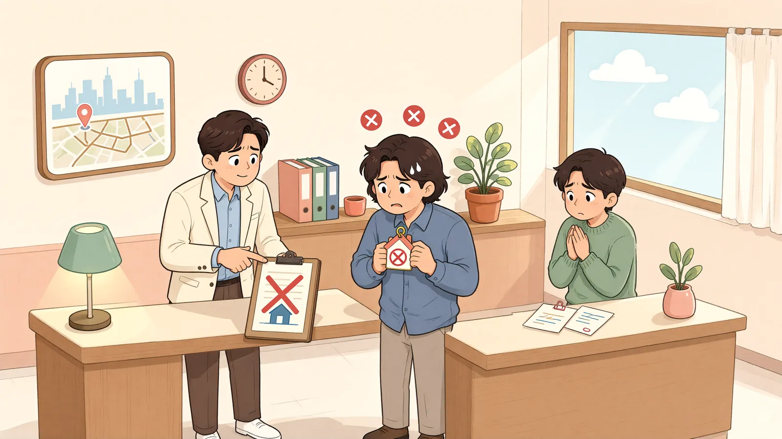 「허락 없는 전대, 불이 난 집의 책임은 누구에게?」 상황을 그린 삽화