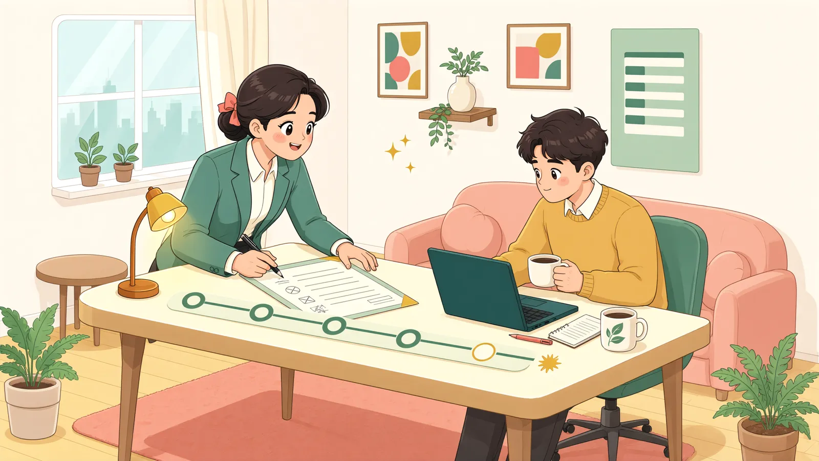 「5년 제한, 처음 계약도 5년일까?」 상황을 그린 삽화